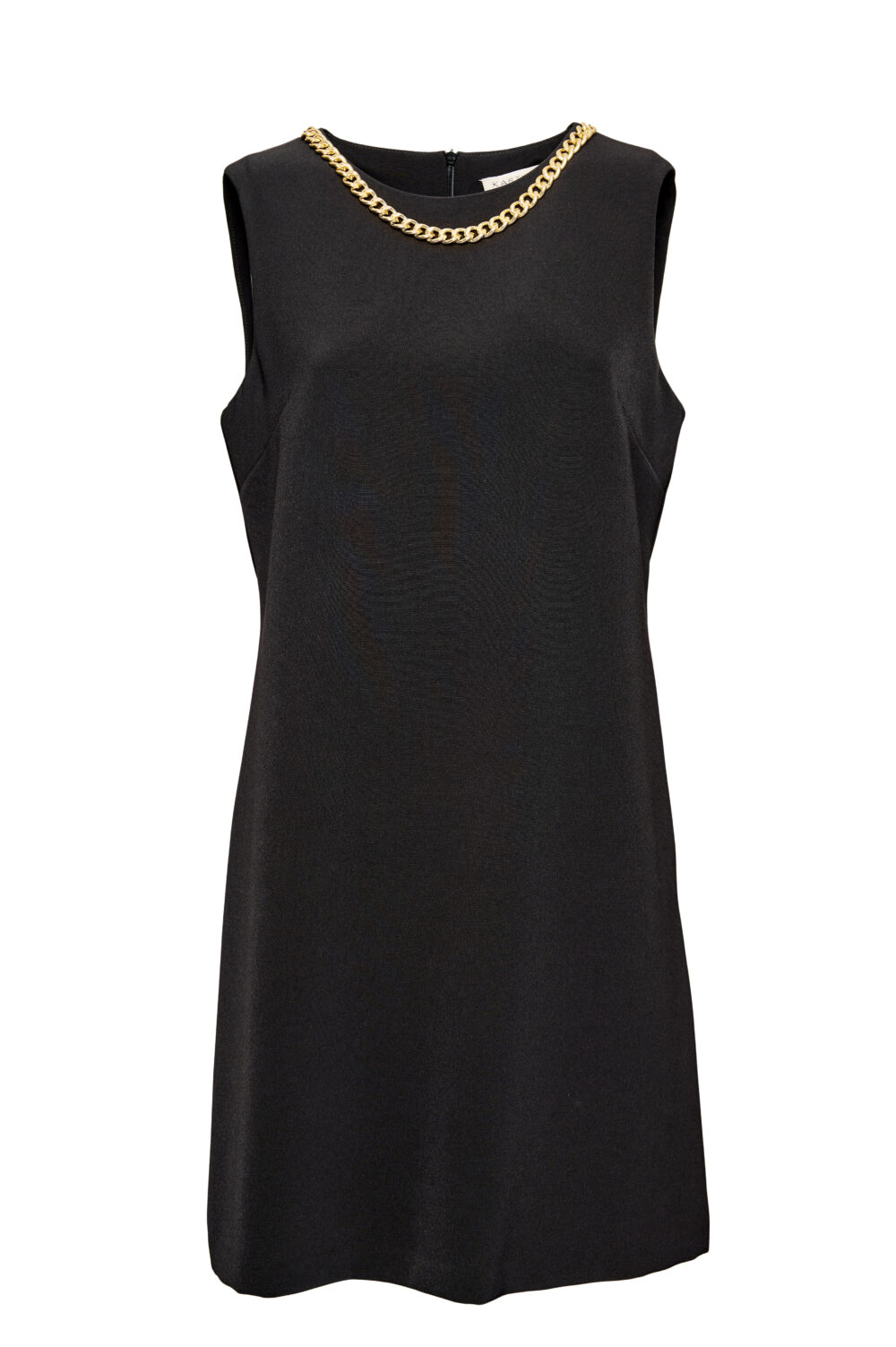 Abito Nero Girocollo con Accessorio Dorato – Kartika