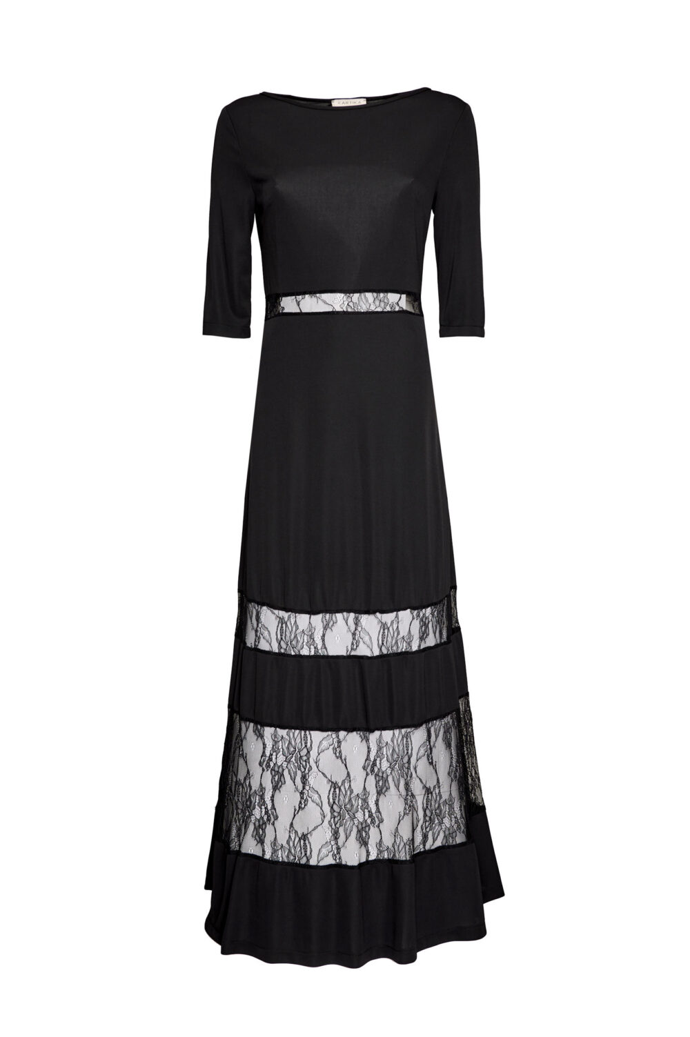 Abito Nero con Inserti in Pizzo – Kartika