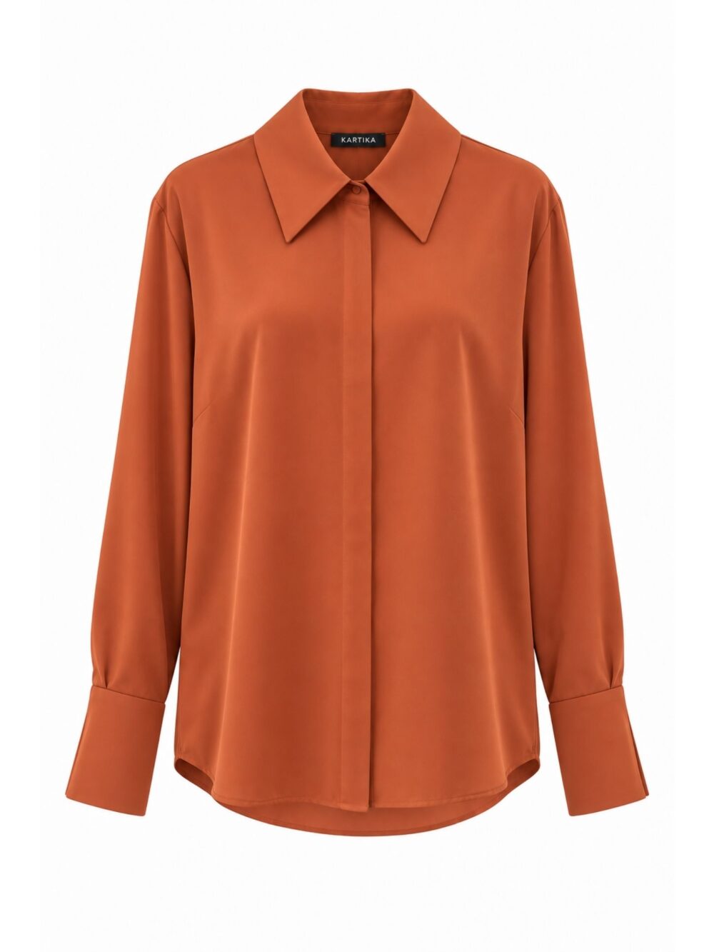 Camicia color ruggine con collo a punta