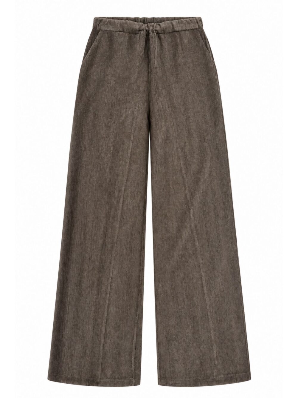 Pantaloni palazzo tortora spigati con coulisse