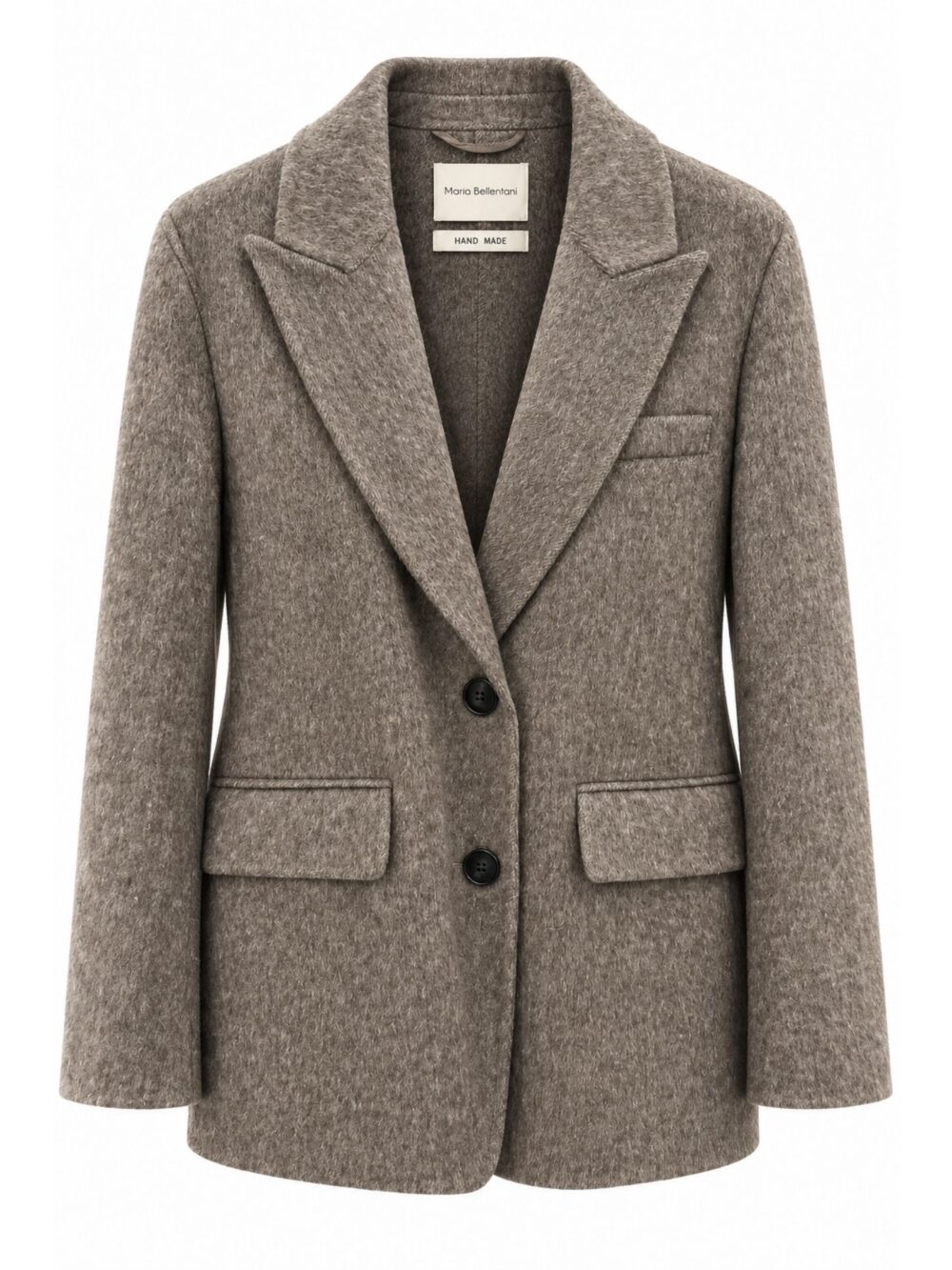 Blazer tortora mélange con rever e tasche