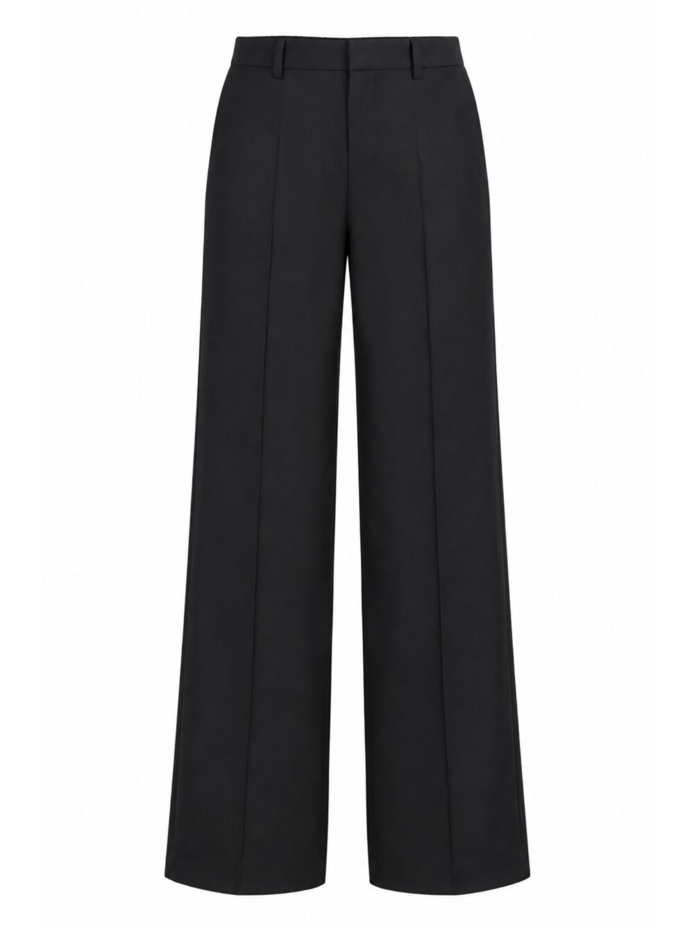 Pantaloni palazzo neri in flanella con elastico sul retro