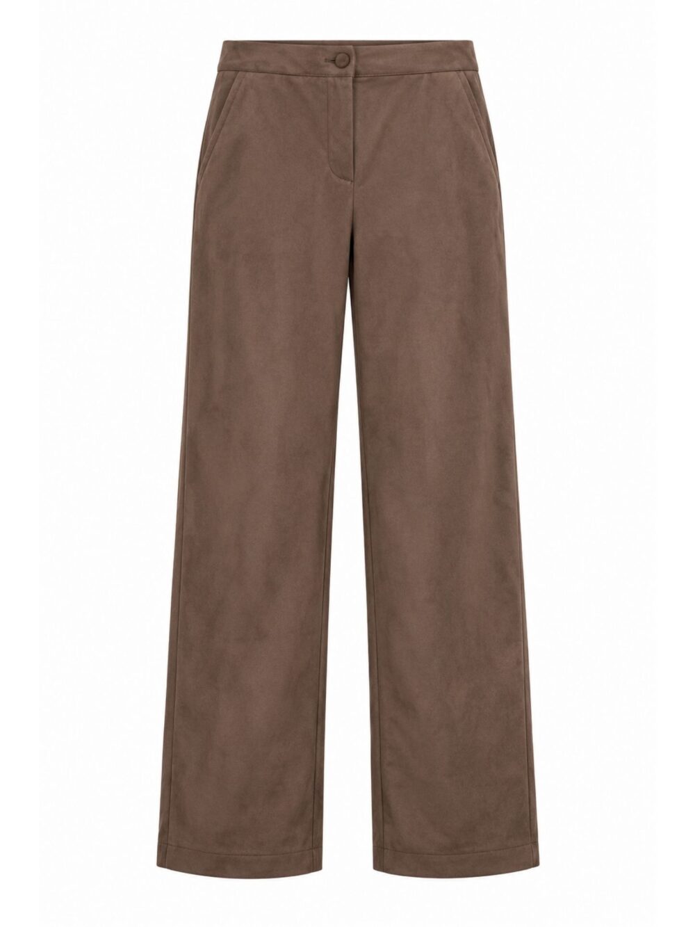 Pantaloni marroni effetto suede a gamba ampia